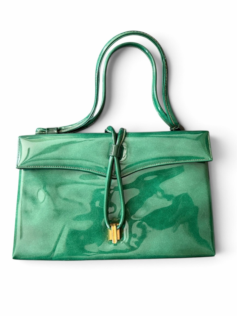 Vintage Green Patent Top-Handle Satchel